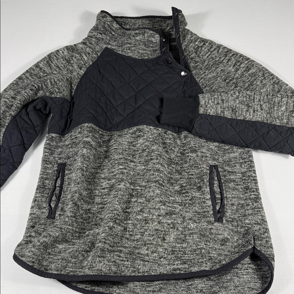 Abercrombie & Fitch Fleece Jacket Full Zip Outerwear Charcoal Gray Black